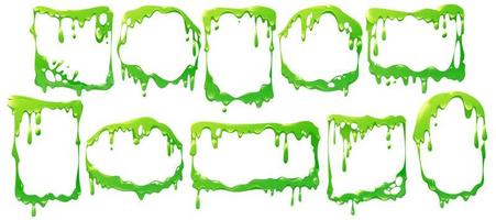 Frames of liquid green slime, poison goo vector
