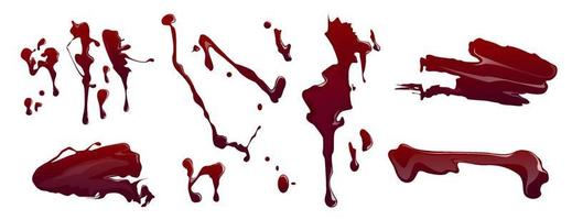 Splatters of blood, red paint or ink splashes vector