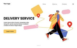 Delivery service banner with courier with backpack vector