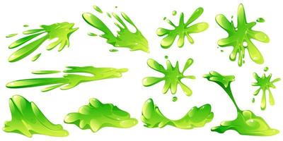 Green slime Liquid toxic ooze isolated vector set