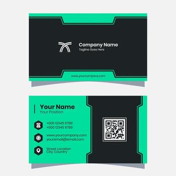 Vector graphics of a business card, with a modern green and black color scheme. Perfect for you to use