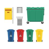 Garbage Bins and Trash Cans Set vector