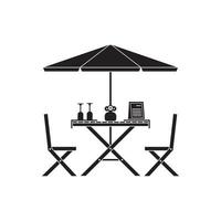 Outdoor Table and Chairs in Outline Design vector