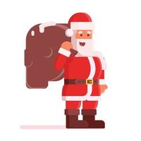 feliz santa claus con bolsa vector