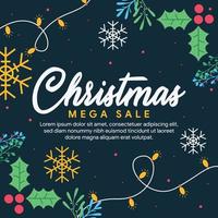 flat christmas sale social media template vector