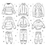 Warm clothes hand drawn doodle coloring vector