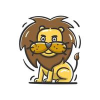 cartoon lion sitting on white background vector