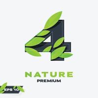 Numeric 4 Nature Leaves Logo vector