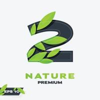 Numeric 2 Nature Leaves Logo vector