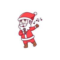Cute santa claus cartoon character singing vector
