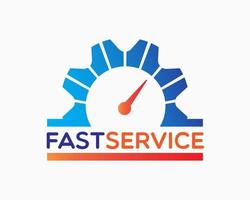 fast service logo design template. simple style logo. ideal for businesses that are concerned with speed, accuracy, service vector