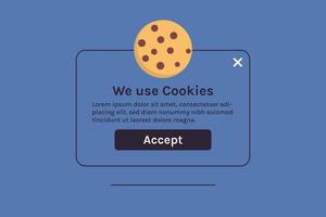 Protection of personal data information cookie and internet web page we use cookies policy concept flat vector illustration.