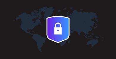 concepto de privacidad vpn seguro conexión en línea protección de datos personales mapa mundial y red privada virtual seguridad web cibernética ilustración vectorial plana horizontal. vector