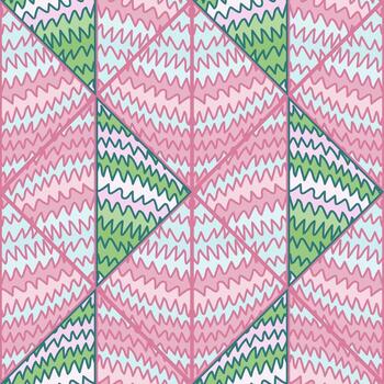 Abstract wave seamless pattern in doodle style. Hand drawn zig zag lines mosaic ornament. vector