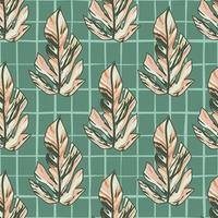 Creative tropical leaves seamless pattern in sketch style. Palm leaf endless floral background. vector