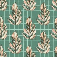 Creative tropical leaves seamless pattern in sketch style. Palm leaf endless floral background. vector