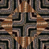 Abstract zig zag wave seamless pattern. Hand drawn lines mosaic ornament. Retro stripes print wallpaper. vector