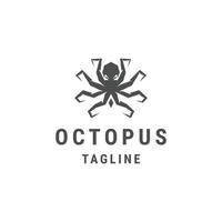 Octopus logo design template flat vector illustration