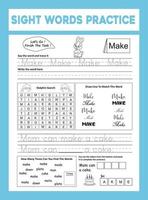 Sight Words Practice Workesheet vector