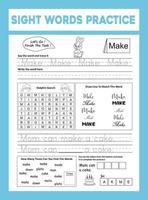 Sight Words Practice Workesheet vector