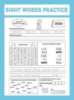 Sight Words Practice Workesheet vector