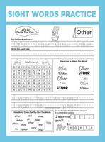 Sight Words Practice Workesheet vector