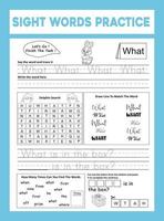 Sight Words Practice Workesheet vector