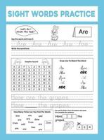 Sight Words Practice Workesheet vector