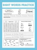 Sight Words Practice Workesheet vector