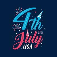 4th of July USA, Happy Independence day lettering Free Vector