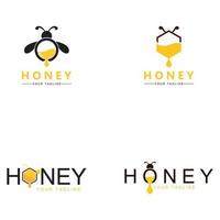 Honey comb logo icon bees vector design