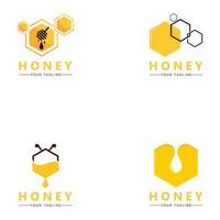 Honey comb logo icon bees vector design