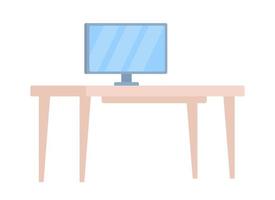 Work desk semi flat color vector object. Office workplace arrangement. Editable element. Full sized item on white. Interior simple cartoon style illustration for web graphic design and animation