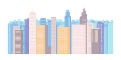 City skyscrapers semi flat color vector element. Editable object. Full sized item on white. Urban view. Business center simple cartoon style illustration for web graphic design and animation