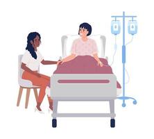 Visiting patient at hospital semi flat color vector characters. Editable figures. Full body people on white. Support ill person simple cartoon style illustration for web graphic design and animation