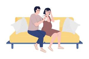 Man taking care of sad pregnant woman semi flat color vector characters. Editable figures. Full body people on white. Simple cartoon style illustration for web graphic design and animation