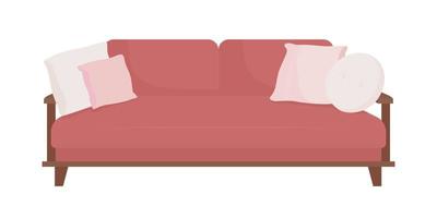 Couch with arms semi flat color vector object. Place to rest. Editable element. Full sized item on white. Furniture simple cartoon style illustration for web graphic design and animation