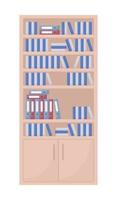 Office bookshelf semi flat color vector object. Folders and books. Editable element. Full sized item on white. Paper documents simple cartoon style illustration for web graphic design and animation