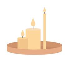 Candles and tray semi flat color vector object. Editable element. Full sized item on white. Decoration for living room simple cartoon style illustration for web graphic design and animation