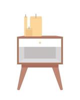 Bedroom nightstand with candles semi flat color vector object. Editable element. Full sized item on white. Interior design simple cartoon style illustration for web graphic design and animation