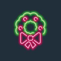 Wreath glowing neon sign hard edge gradient vector illustration