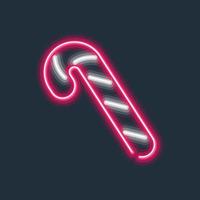 Candy cane glowing neon sign hard edge gradient vector illustration