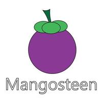 vector de serie de frutas, lindo vector de frutas de mangostán. ideal para el aprendizaje de los niños, así como para los iconos.