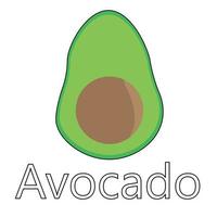 vector de serie de frutas, lindo vector de fruta de aguacate. ideal para el aprendizaje de los niños, así como para los iconos.