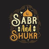 sabr y shukr- letras de citas islámicas vector