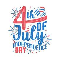 4th of July Independence day, Happy Independence day lettering Free Vector