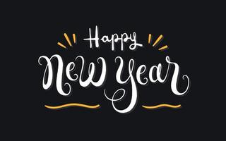 Happy new year lettering text background. greeting card vector illustration