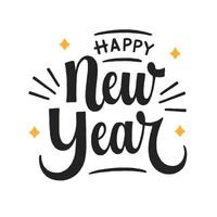Happy new year lettering. Vector illustration isolated on white background