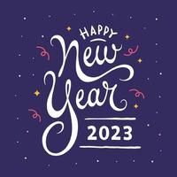 Happy new year 2023 lettering background with confetti decorations vector