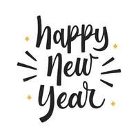 Happy new year lettering. Vector illustration isolated on white background